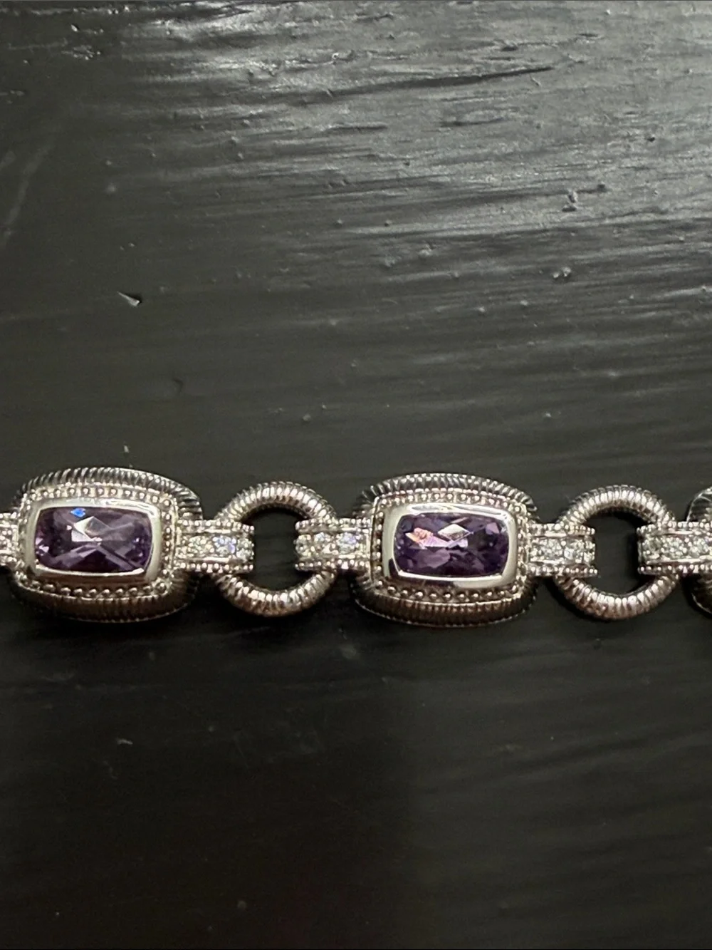 Judith Ripka Silver Bracelet with Purple Gemstones